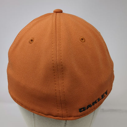 Oakley Baseball Cap Orange M Stretch Fit Curved Brim Hat Raised Metallic Logo