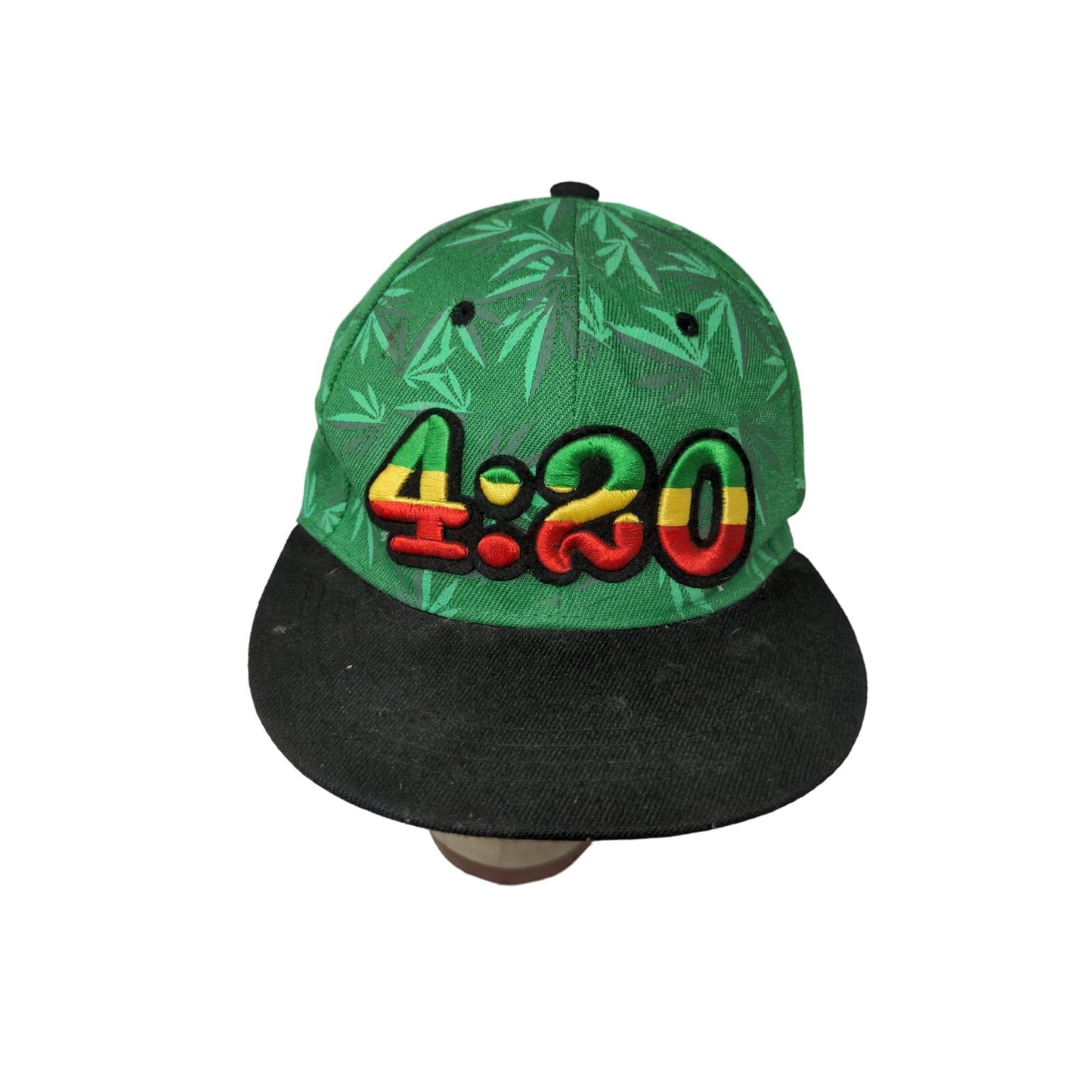 4:20 Snapback Flate Bill Hat Ganja Weed MJ Hat Green Embroidered Logo