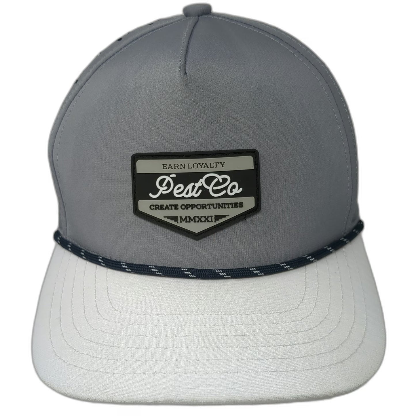 Unie Trucker Hat Gray One Size PestCo Earn Loyalty 5 Panel Perforated Rope Patch