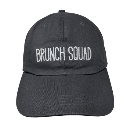 Brunch Squad Strapback Hat Gray One Size Adjustable Embroidered Vented Holes