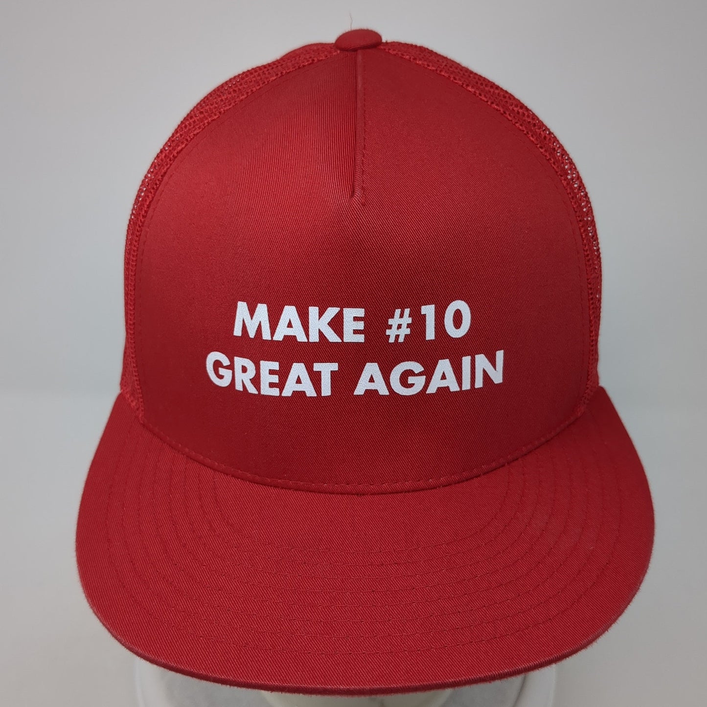 Make #10 Great Again Snapback Trucker Hat Red One Size Mesh Back Yupoong