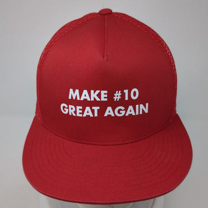 Make #10 Great Again Snapback Trucker Hat Red One Size Mesh Back Yupoong