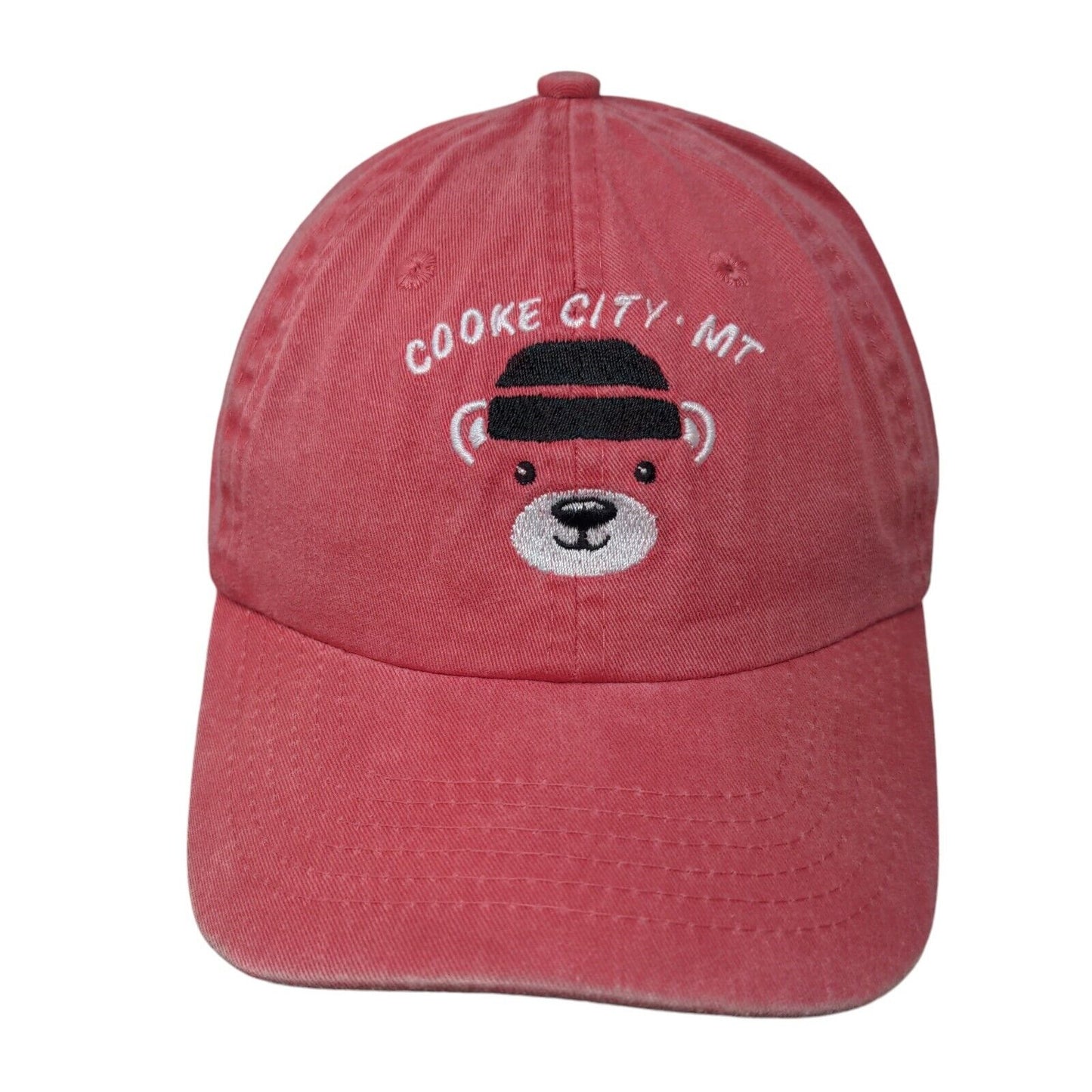 Cooke City MT Strapback Hat Red One Size Adjustable Embroidered Fahrenheit