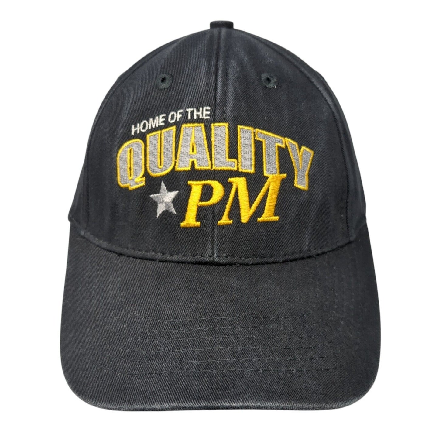 Home Of The Quality PM Strapback Hat Black One Size 6 Panel Cap America