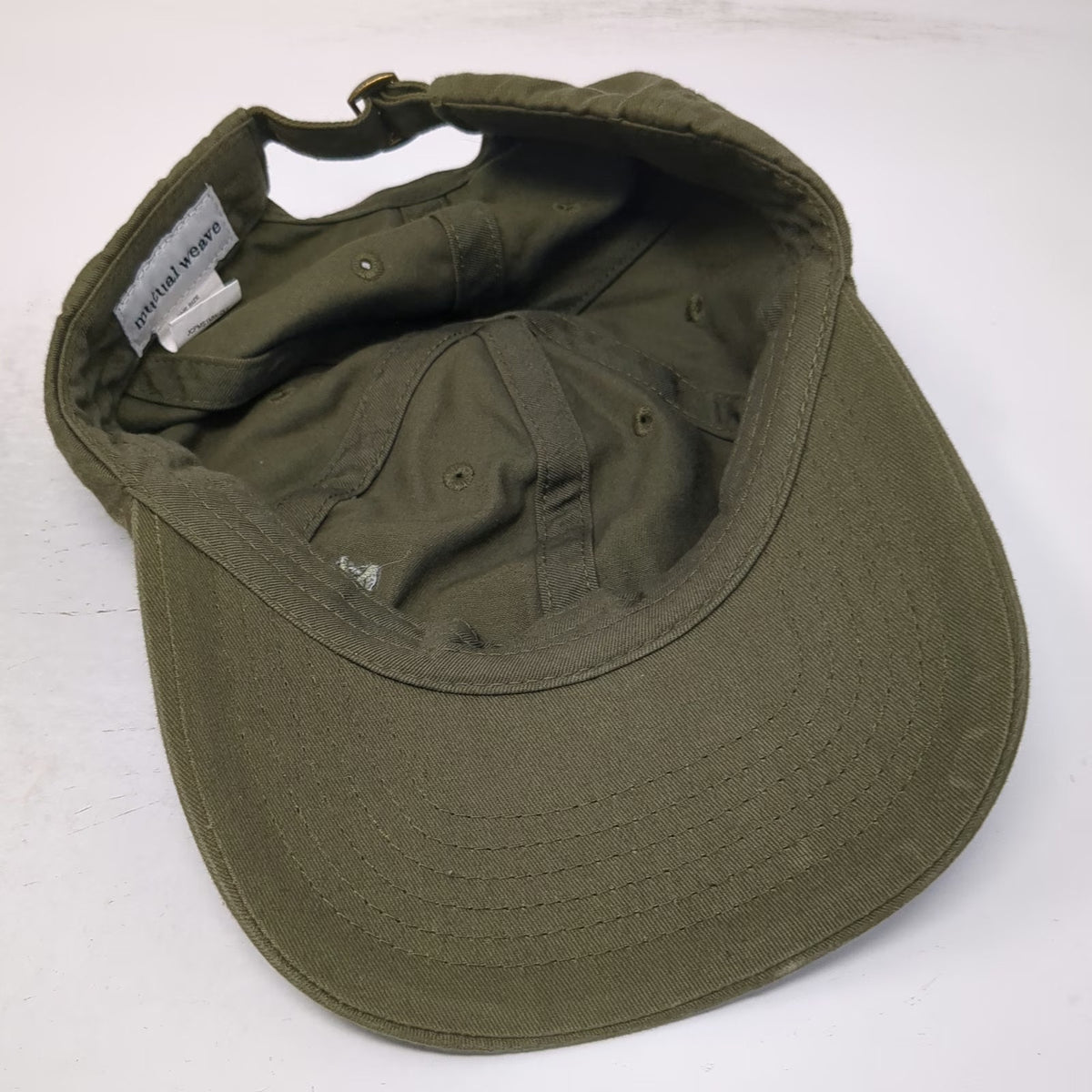 Mutual Weave Baseball Cap Green One Size Slideback Cotton Hat Embroidered Logo