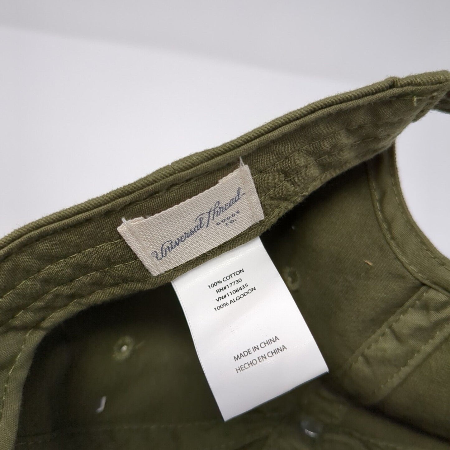 Universal Thread Slideback Hat Green One Size Adjustable Vented Holes Blank