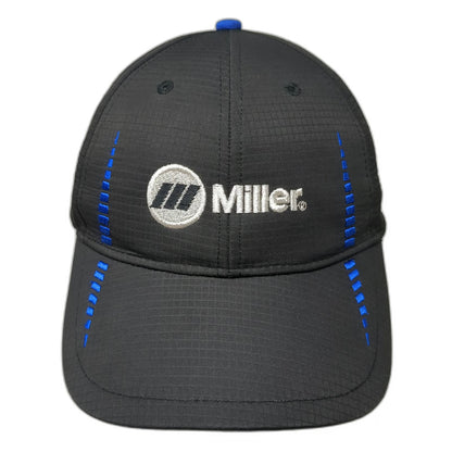 Cap America Miller Logo Black One Size Baseball Cap Blue Accents Golf Hat
