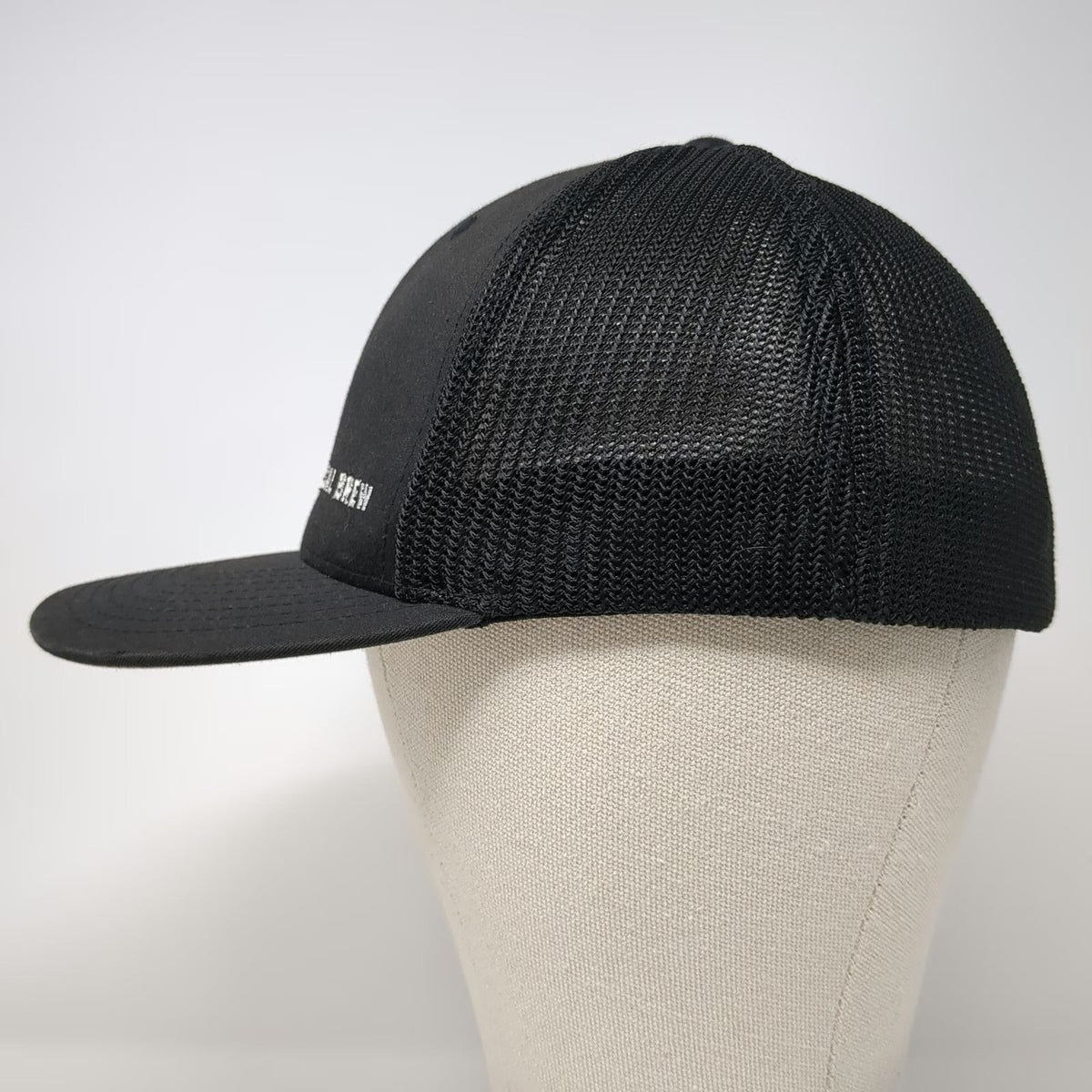Flexfit Baseball Cap Black One Size Drink Local Brew Beer Graphic Mesh Back Hat