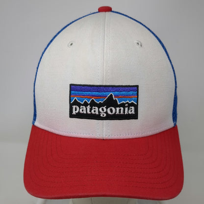 Patagonia Trucker Hat White Red Blue One Size Mesh Back Snapback Logo Cap