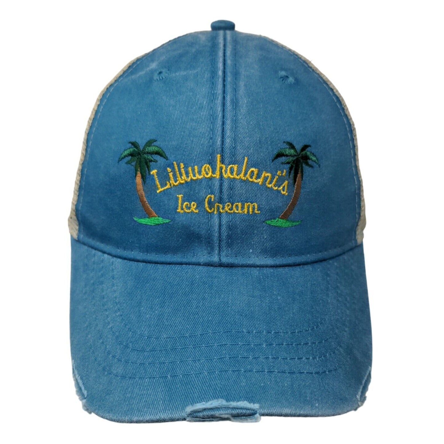 Liliuokalani Ice Cream Men's Snapback Mesh Back Hat Blue Adjustable Embroidered