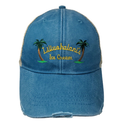 Liliuokalani Ice Cream Men's Snapback Mesh Back Hat Blue Adjustable Embroidered