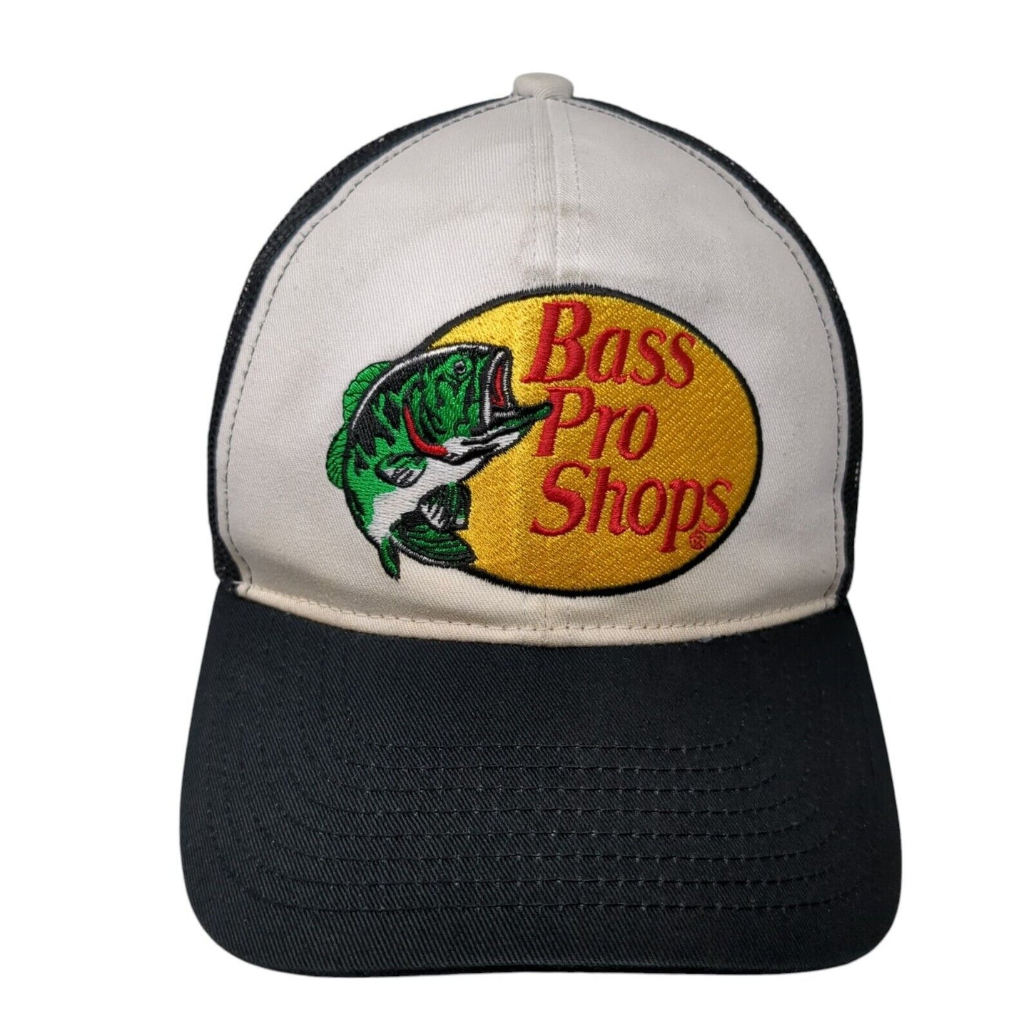 Bass Pro Shops Snapback Trucker Hat Black OSFM Adjustable Mesh Back Gone Fishing