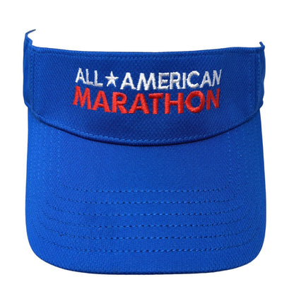 All American Marathon Style 1775 Sun Visor Hat Blue One Size A-Flex Ivory