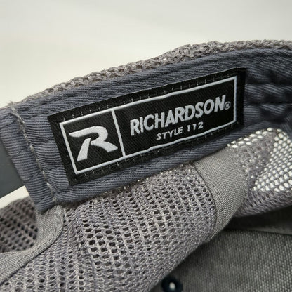 Richardson 112 Trucker Hat Blue Gray One Size Honey Hole Outdoors Leather Patch