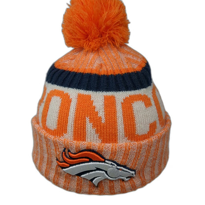 Denver Broncos NFL New Era Beanie Orange Blue White One Size Pom Patch Knit Hat