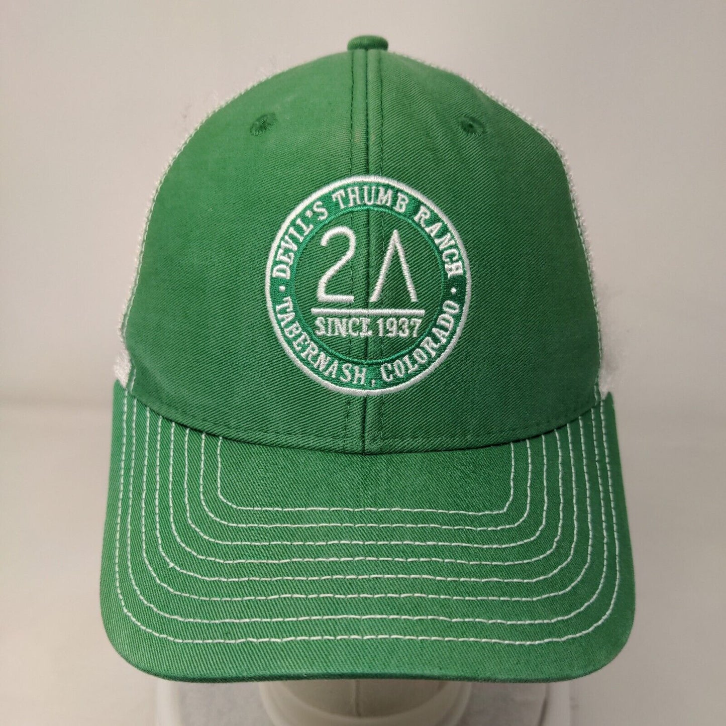 Devil's Thumb Ranch Snapback Mesh Back Trucker Hat Green One Size Ouray