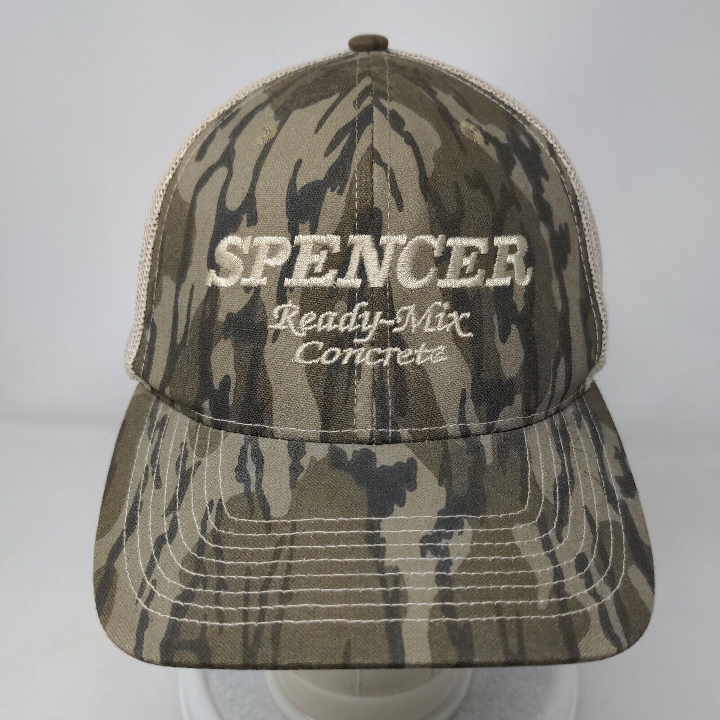 Spencer Ready Mix Concrete Trucker Hat Camouflage XL Mesh Back Outdoor Cap