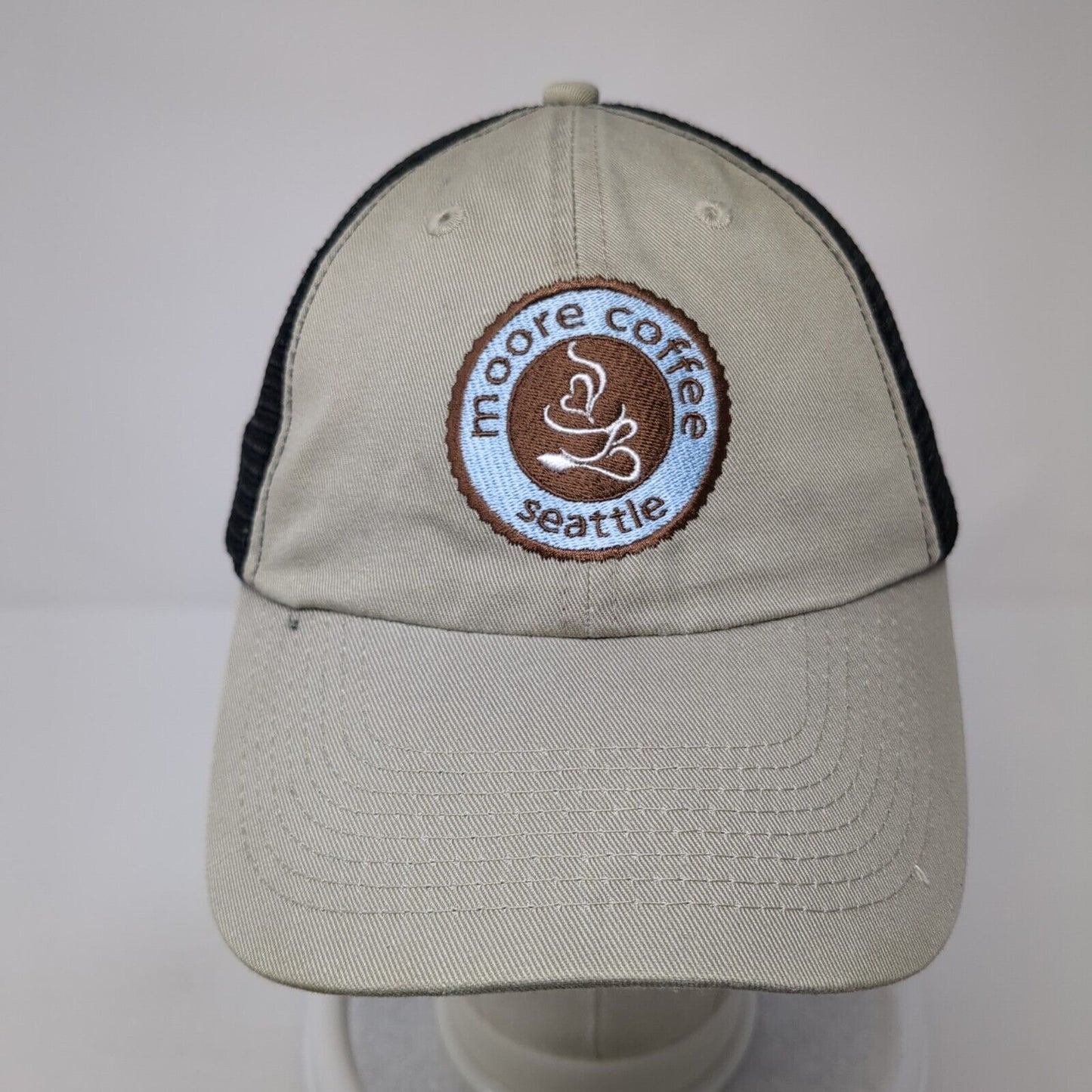 Moore Coffee Seattle Slideback Trucker Hat Tan OS Adjustable AMC Deluxe