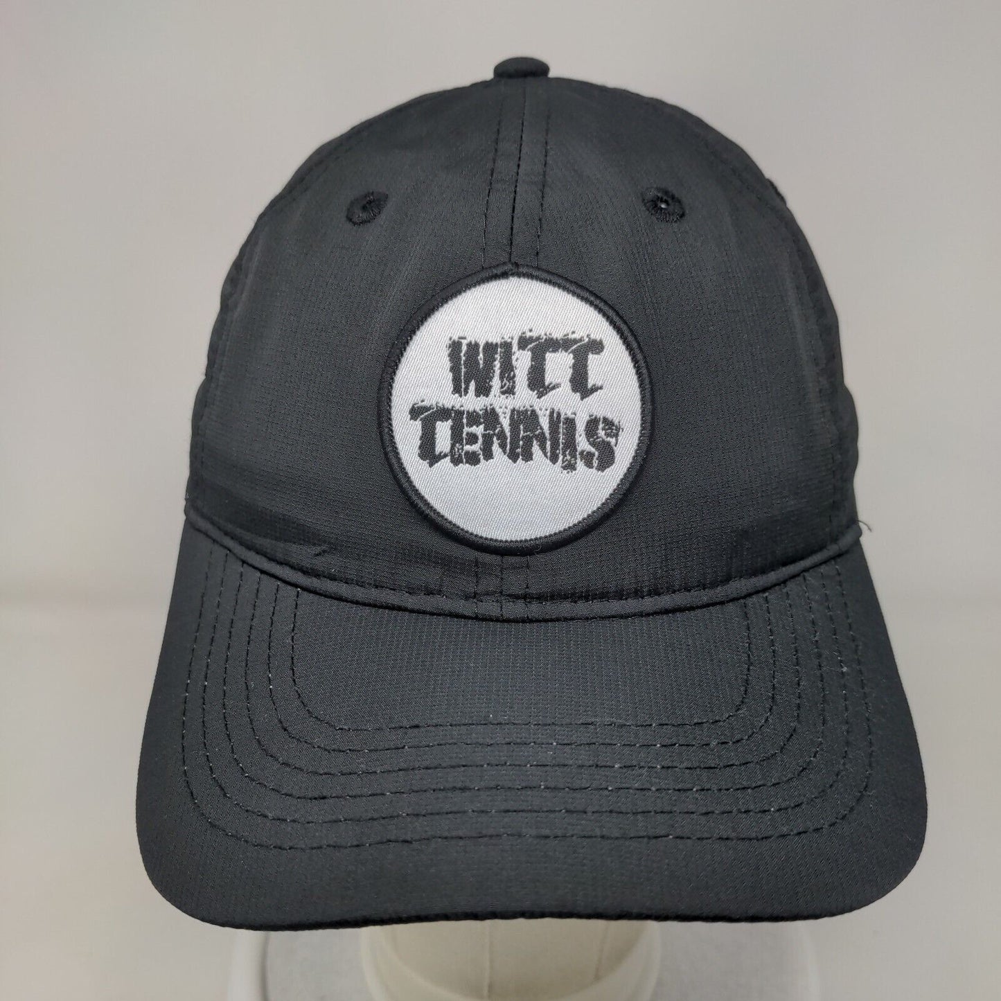 Witt Tennis Strapback Hat Black One Size Adjustable Vented Holes 6 Panel Adams