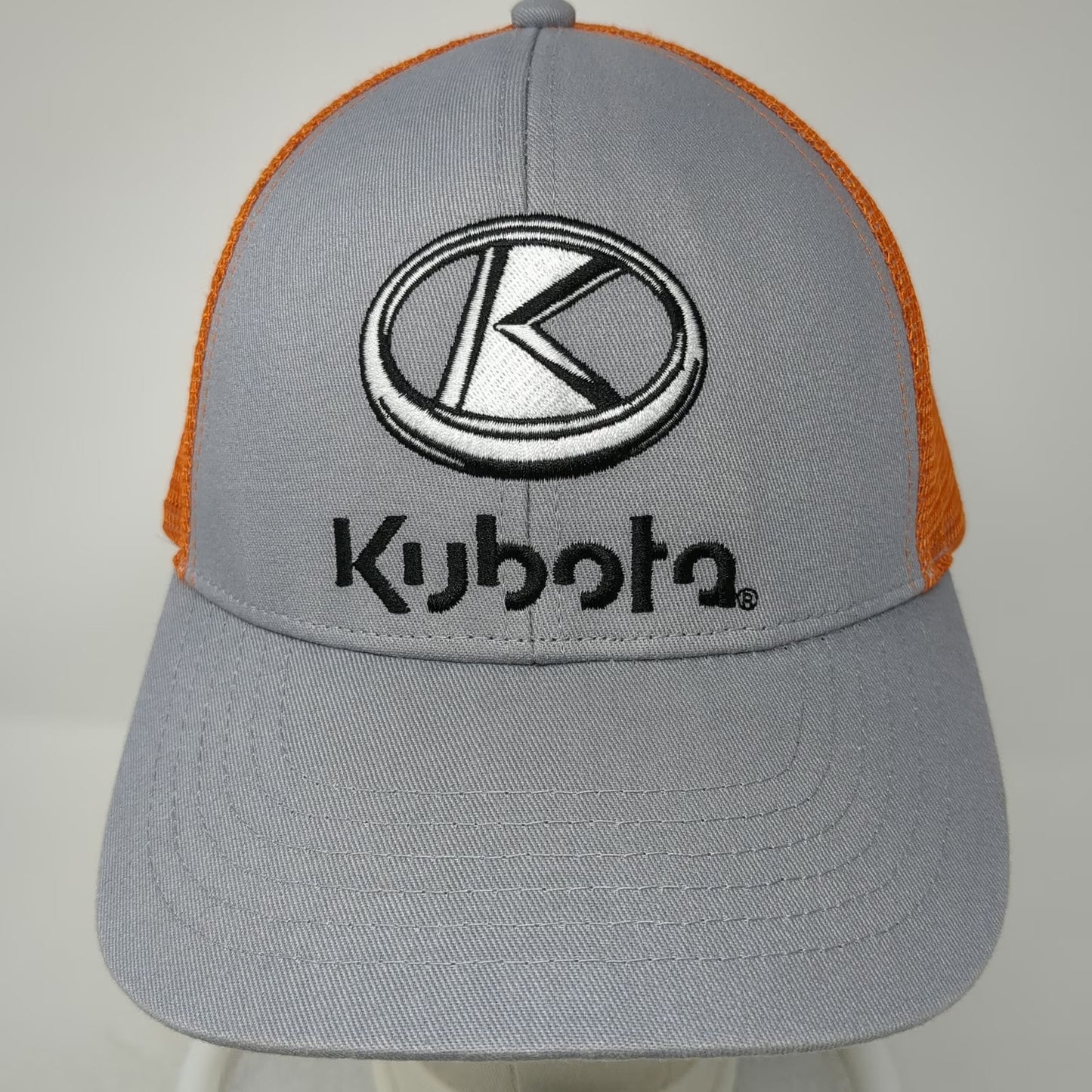 K-Products Kubota Baseball Cap Gray Orange One Size Mesh Back Idaho Tractor Hat