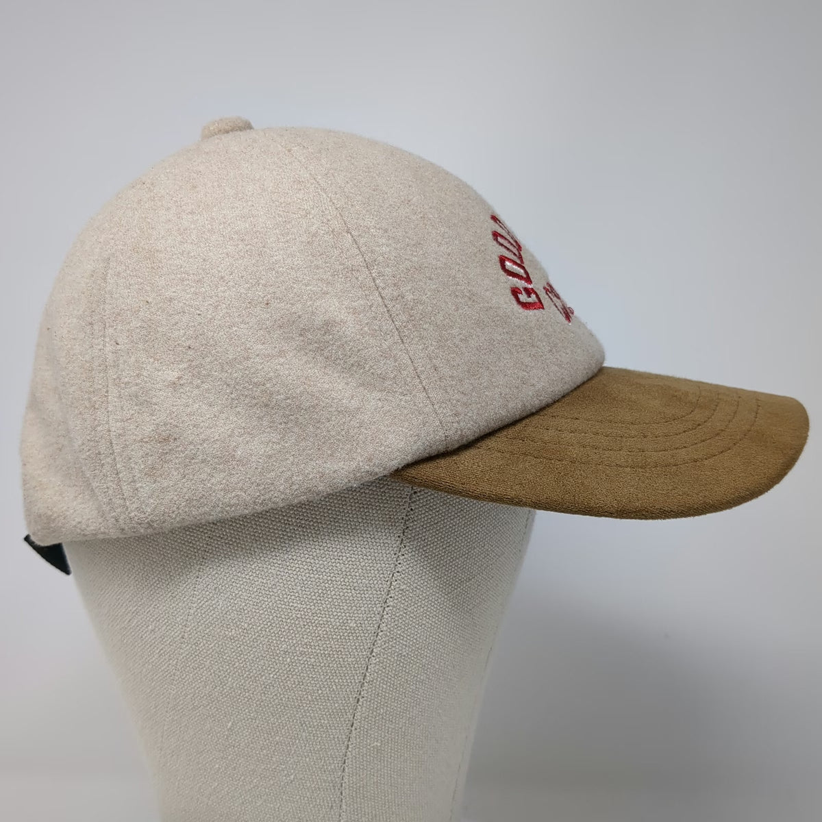 Old Navy Baseball Cap Beige Brown Red One Size Good Vibes Crew Faux Suede Hat