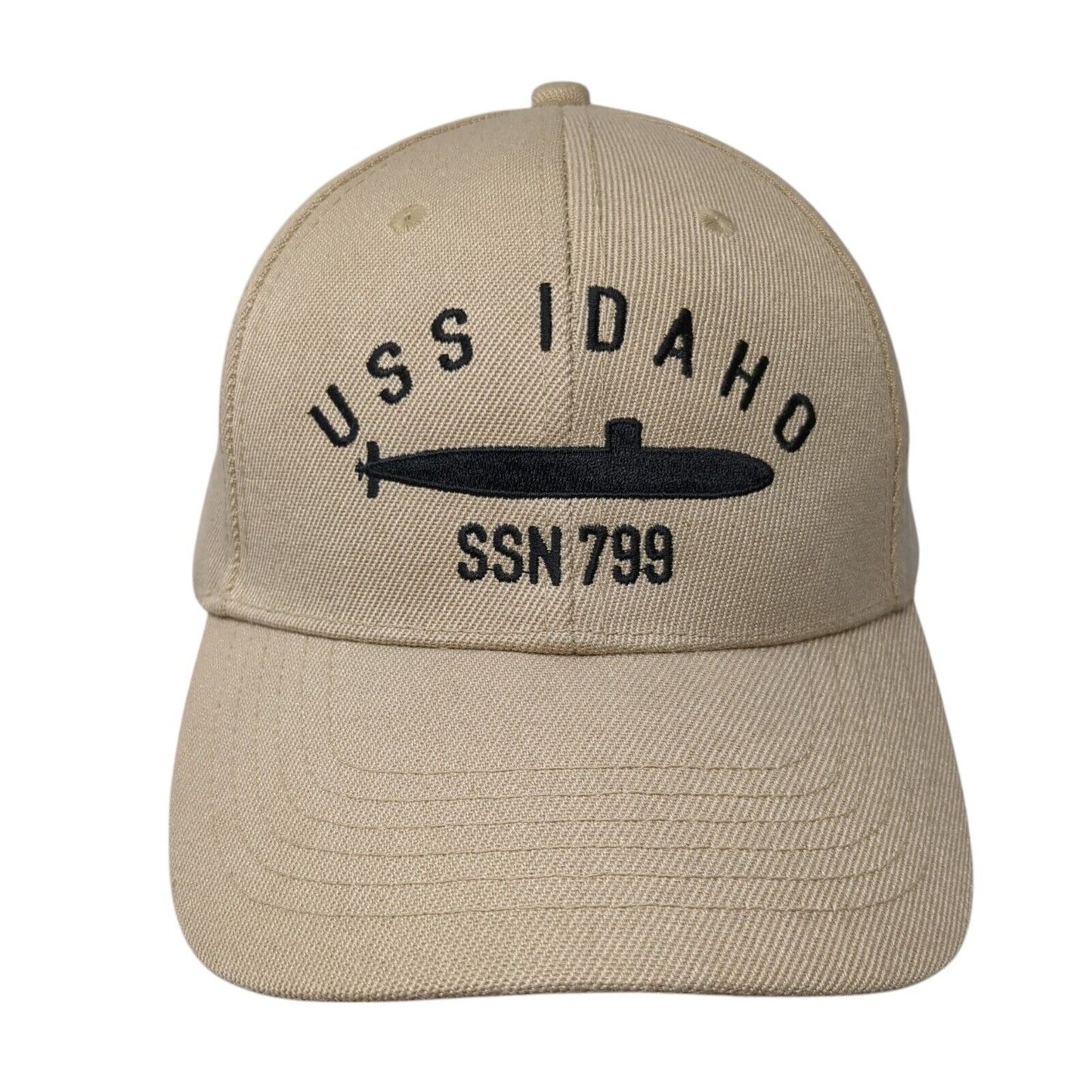 USS Idaho SSN 799 Strapback Hat Tan One Size Adjustable Embroidered 6 Panel