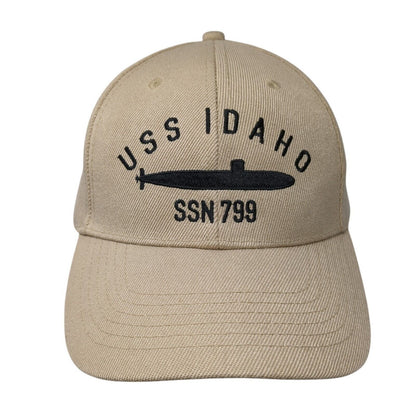 USS Idaho SSN 799 Strapback Hat Tan One Size Adjustable Embroidered 6 Panel