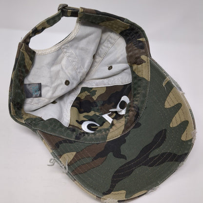 912 Slideback Hat Camouflage One Size Adjustable Embroidered Distressed District