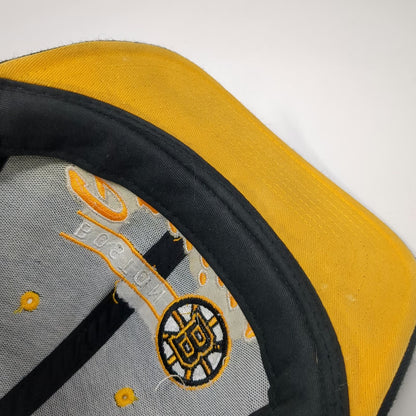 Reebok Boston Bruins NHL Snapback Hat Black Yellow White One Size Flat Brim Logo