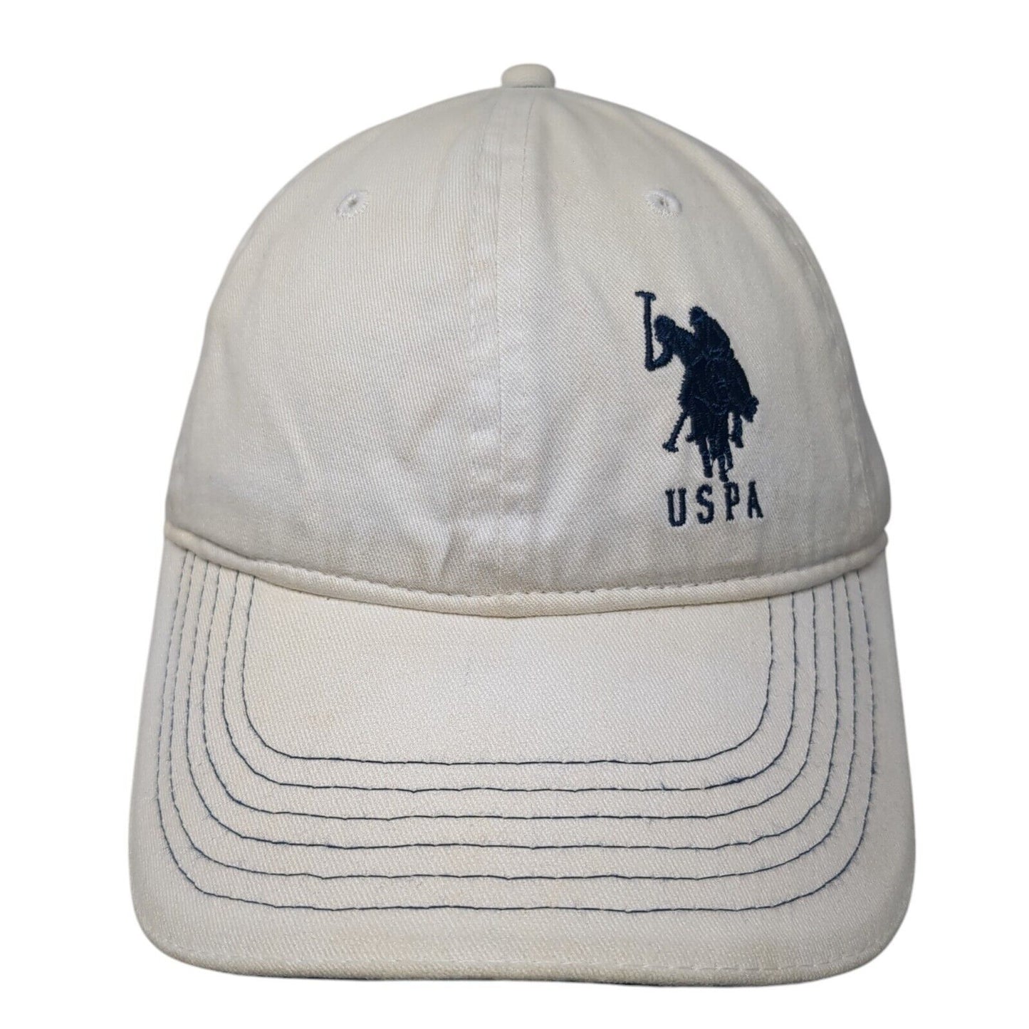 U.S. Polo Assn. Slideback Hat White Cream One Size Adjustable Embroidered