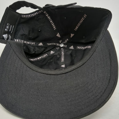 Adidas Baseball Cap Black One Size Slideback Nylon Three Stripe Logo Hat