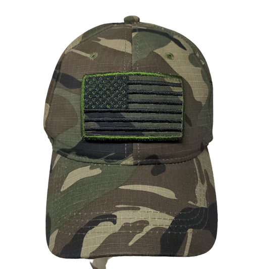 Unbranded Men's Strapback Camo Hat OSFM Embroidered American Flag Patriotic