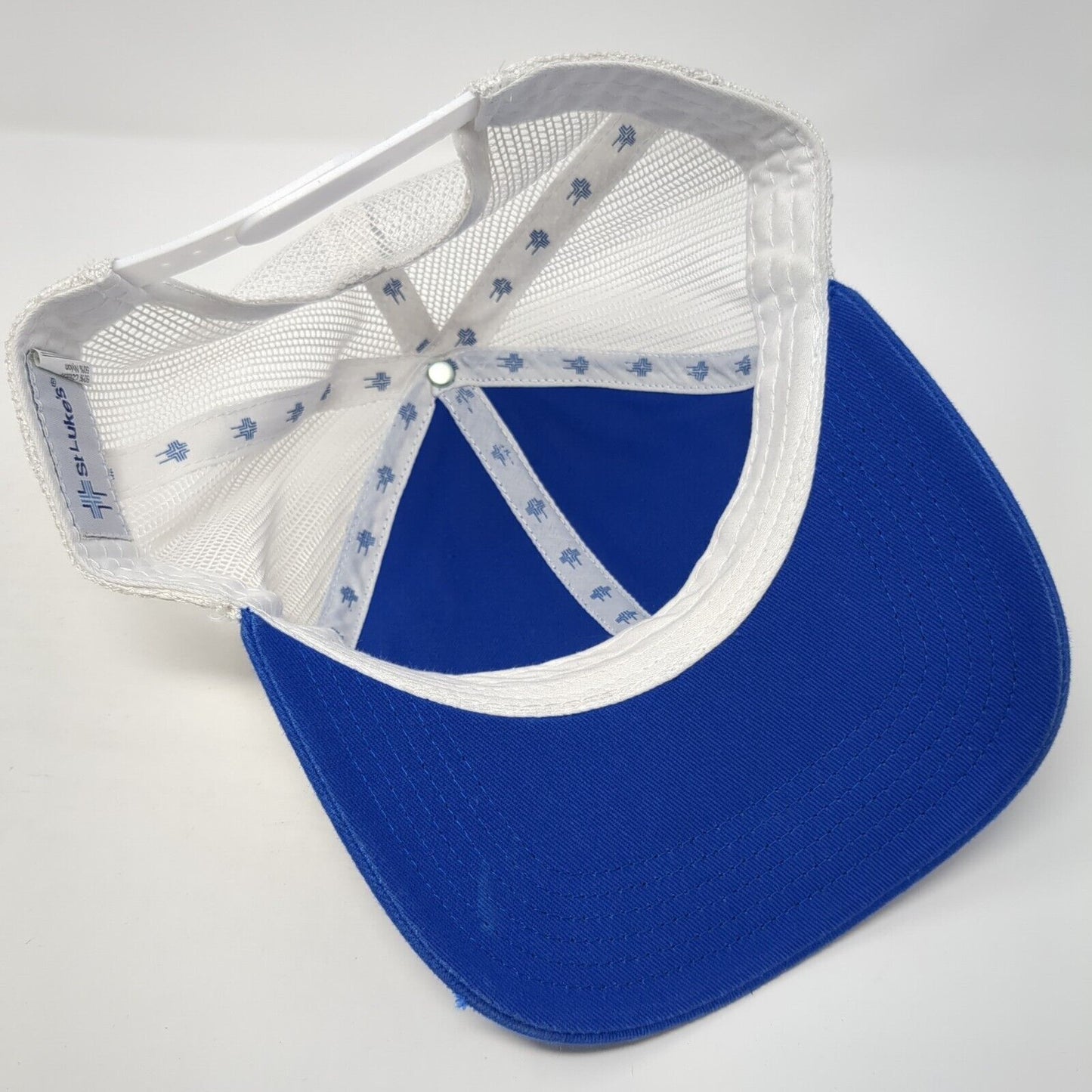 St. Luke's Snapback Trucker Hat Blue One Size Adjustable Patch Mesh Back