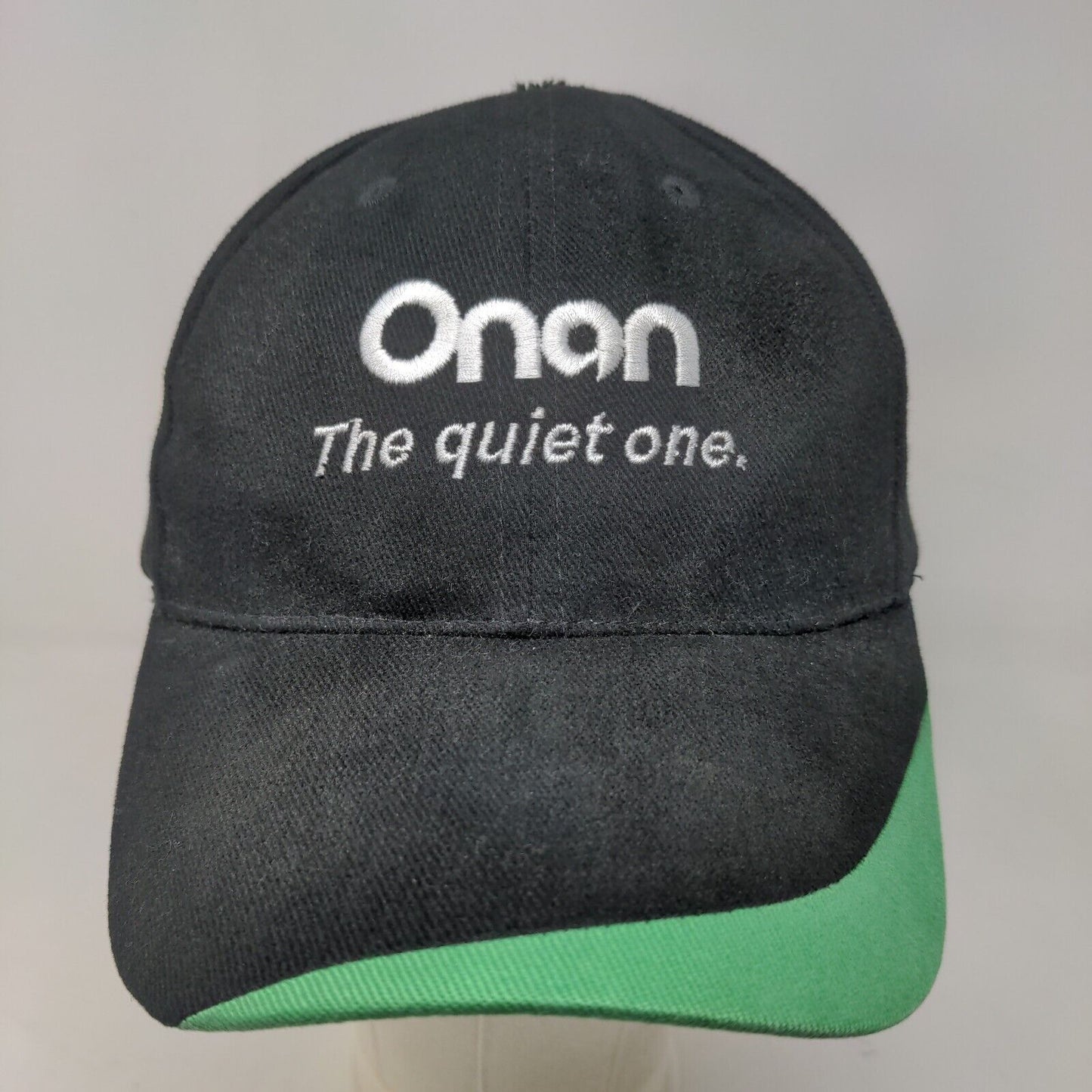 Onan the Quiet One Men's Strapback Hat Black Green Embroidered Logo