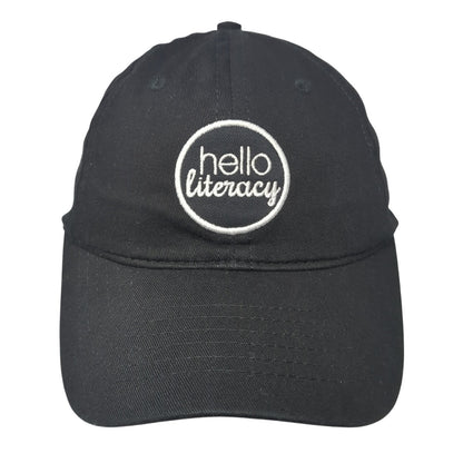 Hello Literacy Slideback Hat Black One Size Adjustable Embroidered