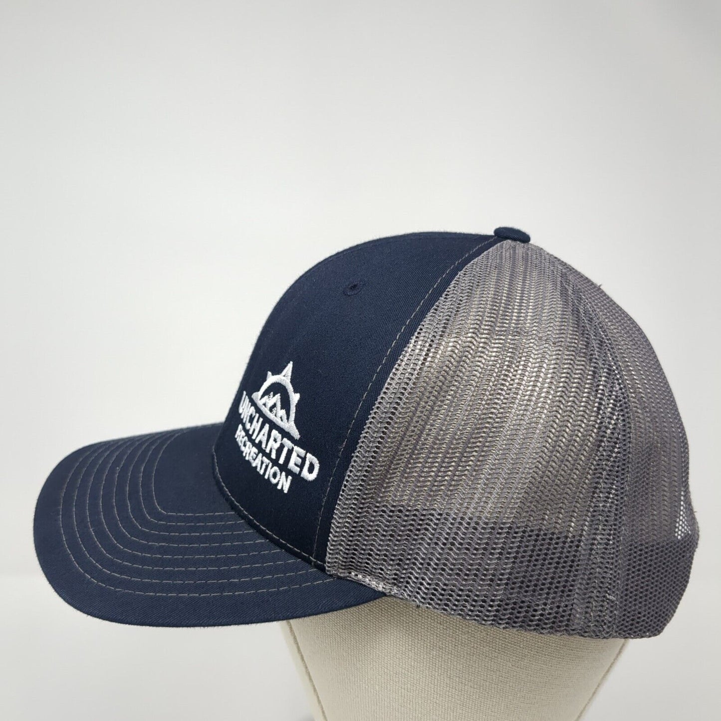 Uncharted Recreation Snapback Trucker Hat Blue One Size Mesh Back