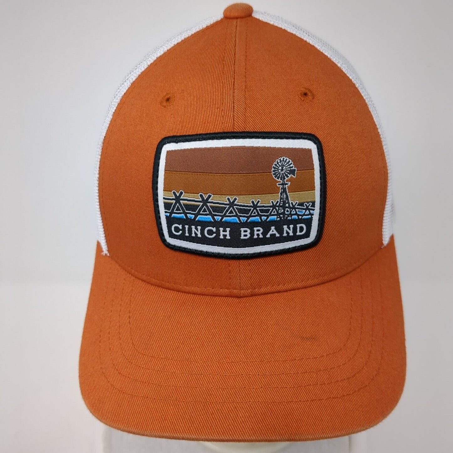 Cinch Brand Snapback Mesh Back Trucker Hat Orange One Size Adjustable