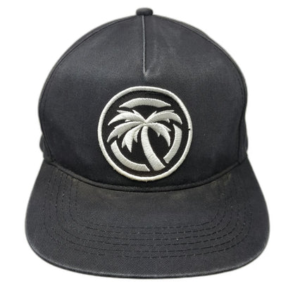 Heatwave 5 Panel Black Hat One Size Palm Tree Patch Snapback Flat Brim Cotton