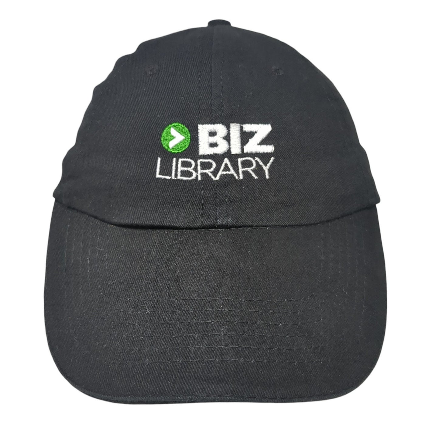 Biz Library Strapback Hat Black One Size Solid Adjustable Embroidered
