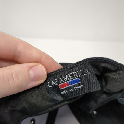 Cap America Strapback Hat Black One Size Embroidered Logo Adjustable