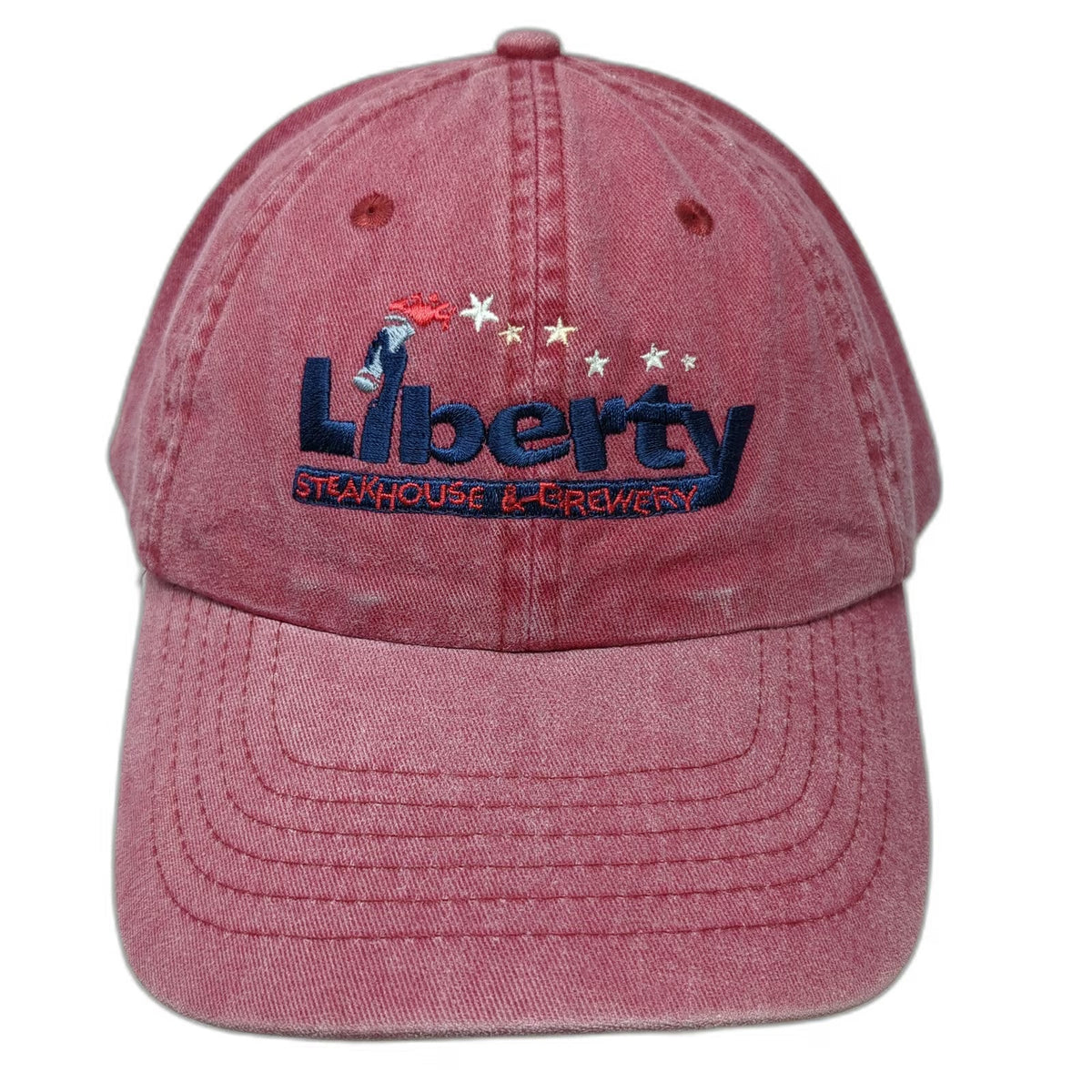 HeadShot Baseball Cap Red One Size Slideback Liberty Steakhouse Brewery Hat SC