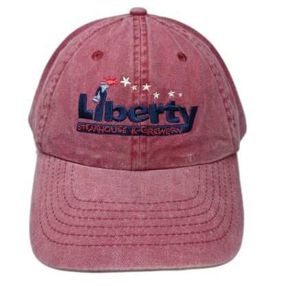 HeadShot Baseball Cap Red One Size Slideback Liberty Steakhouse Brewery Hat SC