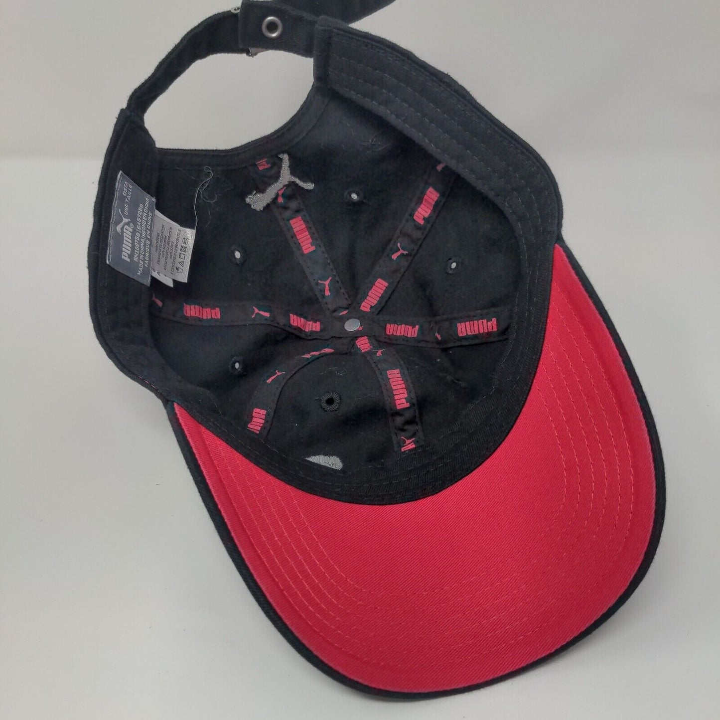 PUMA Slideback Hat Black OSFA Adjustable Embroidered 6 Panel Cotton