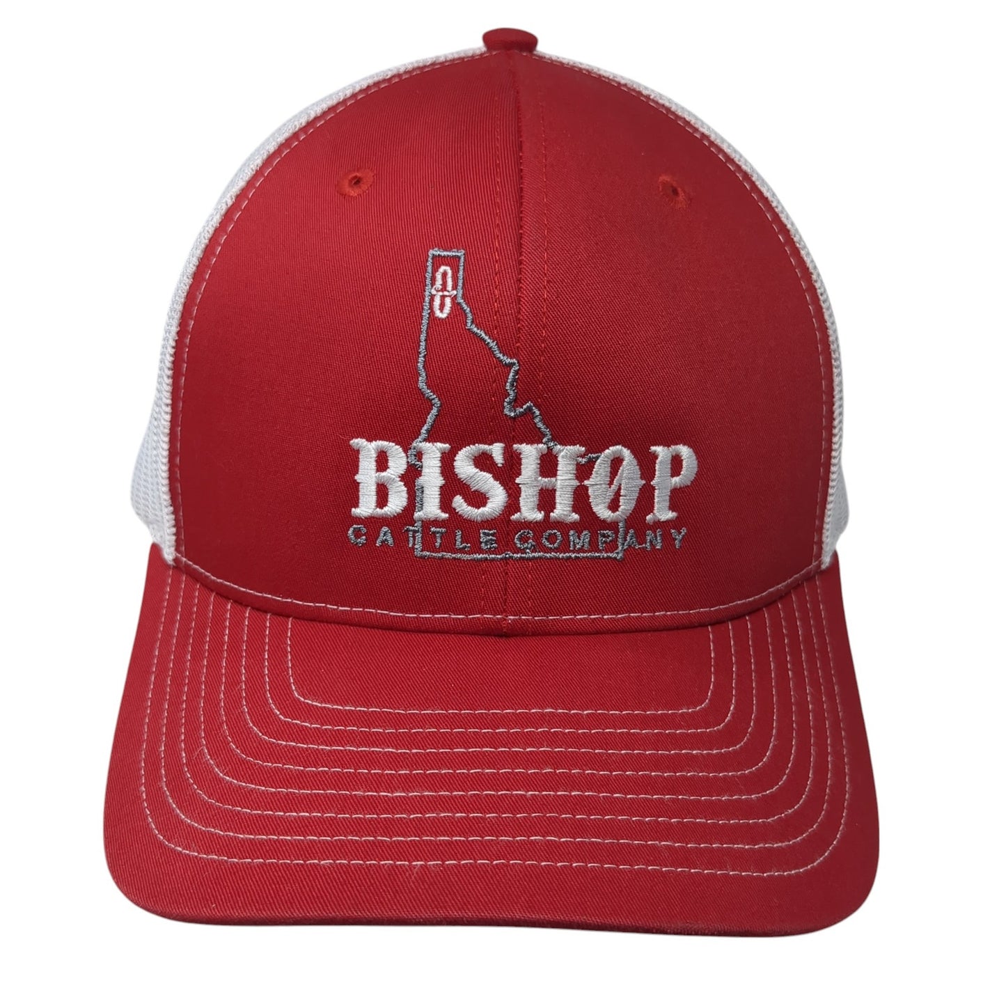 Bishop Cattle Company Snapback Mesh Back Trucker Hat Red One Size