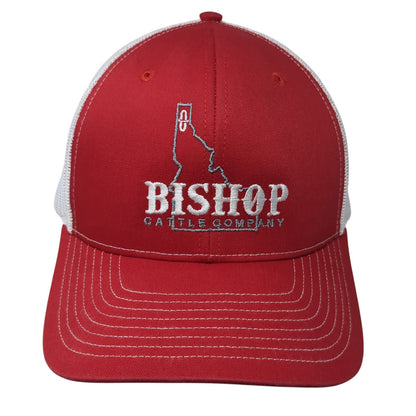 Bishop Cattle Company Snapback Mesh Back Trucker Hat Red One Size