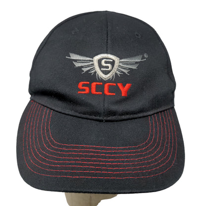 SCCY Men's Strapback Hat Black Size OSFM Embroidered Logo Cotton Firearms