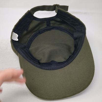 Army Cap Green One Size Hat Flat Crown Adjustable Strap Polyester Solid Color
