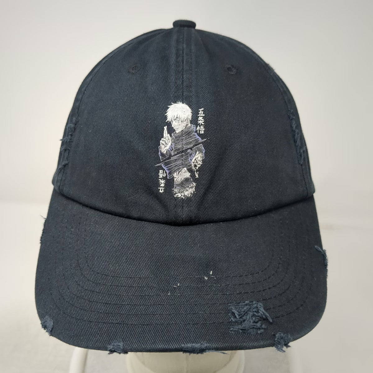 District Baseball Cap Black One Size Gojo Jujutsu Kaisen Distressed Hat Manga