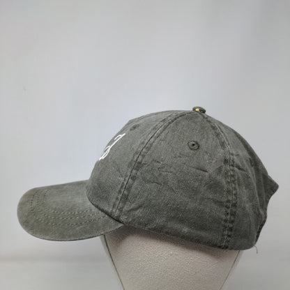 Monogram Slideback Hat Green One Size Embroidered Leather Strap Adams