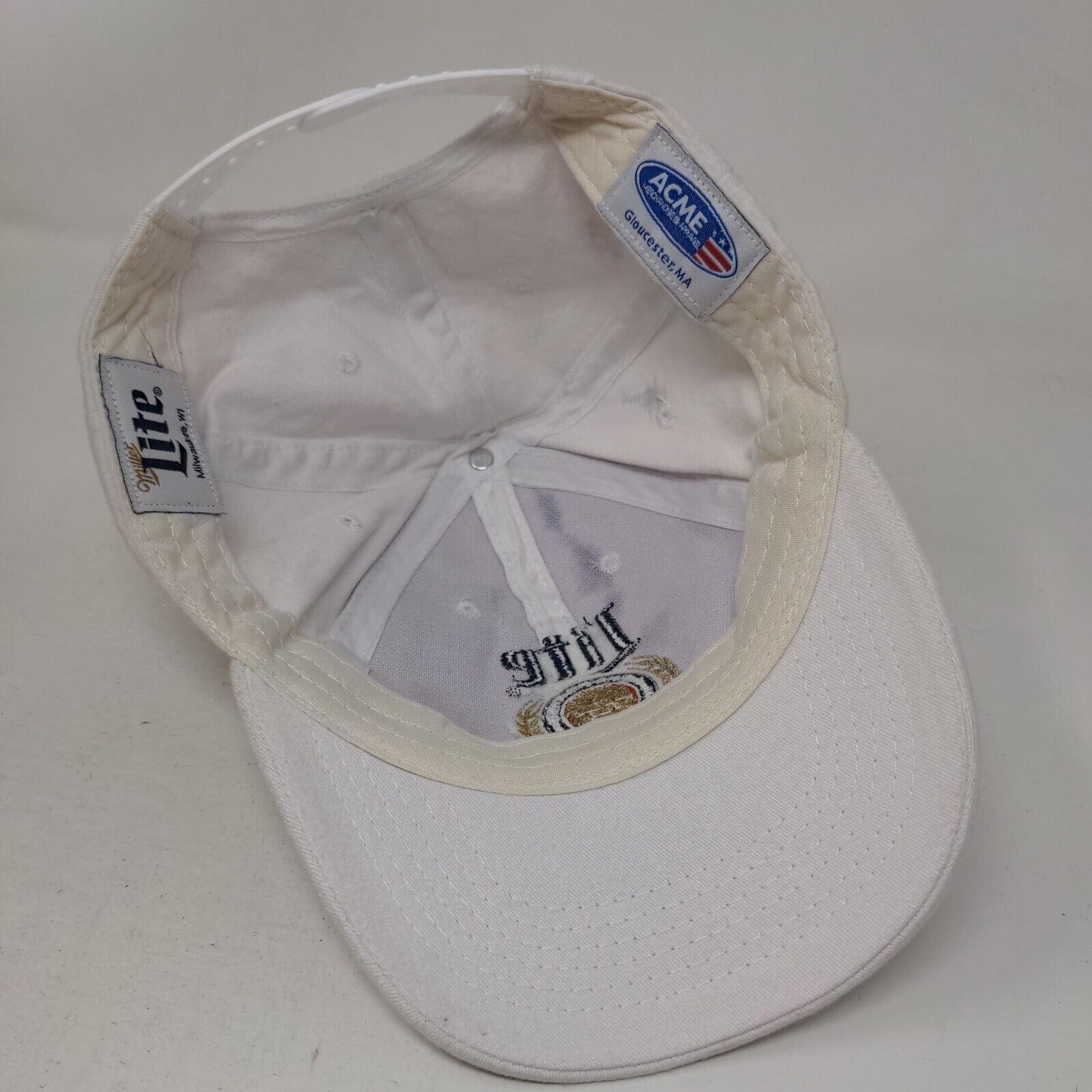 Miller Lite A Fine Pilsner Beer Snapback Hat White One Size Embroidered